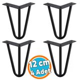 (4 Adet) Mobilya Ayağı Üçgen Modern Tasarım Koltuk Sehpa Masa Tv Ünitesi Uyumlu 12 Cm Siyah Metal