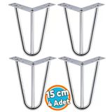 4 Adet Mobilya Ayağı Üçgen Modern Tasarım Koltuk Sehpa Masa Tv Ünitesi Uyumlu 15 Cm Gümüş Krom Metal