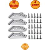 4 Adet Mobilya Eşya Dolap Köşe Birleştirme Köşebent Sabitleyici Bağlantı Aparatı L Demir Gönye Metal - VAR