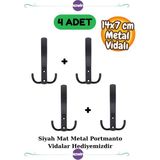 4 Adet Noktalı Portmanto Askı Vestiyer Duvar Dolap Elbise Askısı Siyah Mat Metal Mobilya Kapı Askılık