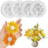 4 Adet Papatya Çiçeği Mum Kalıpları, Mum Yapımı için Silikon Kalıplar, Fondan Sabun Çikolatalı Kek için 3D Çiçek Şekli Dekorasyon Kalıbı, Kil El Sanatları için DIY Balmumu Epoksi Reçine Kalıpları