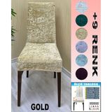 4 Adet Parlak Kadife Kumaş Sandalye Kılıfı Yıkanabilir Likralı Esnek Lastikli, Sandalye Örtü - 50 x 120 cm - Altın