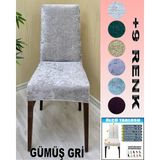4 Adet Parlak Kadife Kumaş Sandalye Kılıfı Yıkanabilir Likralı Esnek Lastikli, Sandalye Örtü - 50 x 120 cm - Gümüş