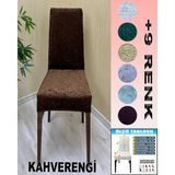4 Adet Parlak Kadife Kumaş Sandalye Kılıfı Yıkanabilir Likralı Esnek Lastikli, Sandalye Örtü - 50 x 120 cm - Kahverengi