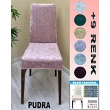 4 Adet Parlak Kadife Kumaş Sandalye Kılıfı Yıkanabilir Likralı Esnek Lastikli, Sandalye Örtü - 50 x 120 cm - Pudra