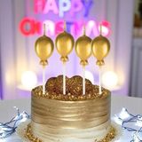 4 Adet Parlak Metalik Balonlu Gold Mum Balonlu Pasta Mumu Gold Doğum Günü Mumu 15 cm