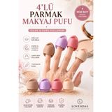 4 Adet Parmak Makyaj Süngeri - Islak ve Kuru Kullanım - Mini Puf Sünger - Renkli