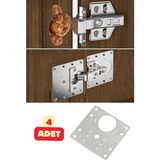 4 Adet Paslanmaz Çelik Menteşe Onarım Plaka Dolap Tamir Yapım Hırdavatı Vida Dahil 9 x 9 cm