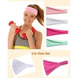4 adet Penye Paraşüt Bandana, Saç Bandı Paraşüt Bandana, Saç Bandı - Standart - 001-Beyaz