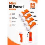 4 Adet Pilli Mini El Feneri Anahtarlık Lambası Aydınlatma Işığı Deprem Çantası Feneri Kulplu 9920