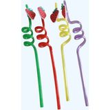 4 Adet Plastik Çilek Desenli Pipet – Parti ve Günlük Kullanım Için
