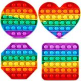 4 Adet Pop It Kare-Yuvarlak-Sekizgen-Kalp Popit Şekilli Duyusal Oyuncak Zihinsel Gelişim Stres Oyunu