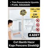 4 Adet Pratik Cam Pencere Kapı Uyumlu Çift Kanat Yırtılmaz Dayanıklı Kendinden Yapışkanlı Sineklik