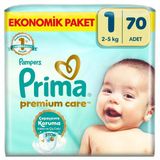 4 Adet Prima Bebek Bezi Premium Care 1 Numara 2-5 kg Ekonomik Pake 70 Adet