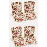 4 Adet Rattan Arkalıklı Sandalye Minderi 4Cm İngiliz Gülü