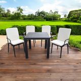 4 Adet Rattan Arkalıklı Sandalye Minderi (Kalınlık 4Cm)-Primer Bej