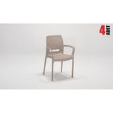 4 Adet Rattan Kollu Cappucino Sandalye Balkon Bahçe Teras Cappucino