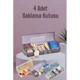 4 Adet Ring 6 Bölmeli Bitki Çayı Kutusu Saklama Kutusu - Çay Kahve Malzemesi Saklama Kutusu