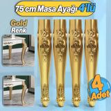 4 Adet Rosa Masa Dresuar Ayağı 75 Cm Plastik Gold Altın Mutfak Yemek Masası Mobilya Ayakları Altın