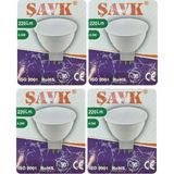 (4 Adet) Şavk 12Volt Ac/Dc 4,5W (22W) Beyaz Işık (6500K) Gu5.3 Duylu (İğne Bacak) Led Çanak Ampul
