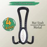 4 Adet Seçil Siyah Metal Portmanto Vestiyer Duvar Dolap Elbise Mobilya Kapı Askısı Askılığı