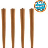 4 Adet Sehpa Masa Ayağı Ham Doğal Ahşap Kahverengi Boyalı Mobilya Aksesuar Modern Ayak Bohem 30 cm - 1
