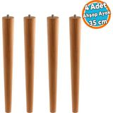 4 Adet Sehpa Masa Ayağı Ham Doğal Ahşap Kahverengi Boyalı Mobilya Aksesuar Modern Ayakları Bohem 35 cm - 1