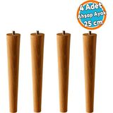 4 Adet Sehpa Masa Ayağı Ham Doğal Ahşap Kahverengi Boyalı Mobilya Kanepe Modern Bohem Ayakları 25 cm - 1