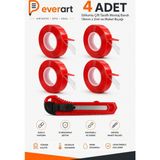 4 Adet Silikonlu Çift Taraflı Bandı 18MM x 2mt ve Maket Bıçağı