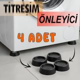 4 Adet Siyah Eşya Çamaşır Bulaşık Makinası Buzdolabı Yükseltici Titreşim Ayağı Altlığı Ayaklığı Gürültü Önleyici Siyah