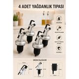 4 Adet Sızdırmaz Kilit Sistemli Yağdanlık Tıpası Damlatmaz Kapaklı Şişe Yağdanlık Ucu Tıpa Yağ Şişesi Başlığı Gri