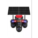 4 Adet Solar Panelli Kablosuz Güvenlik Kamerası 3 Lens Gece Görüşlü Su Geçirmez Dış Mekan Wifi Kamera Seti