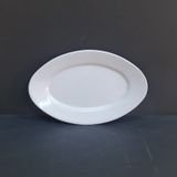 4 Adet Standart Melamin Oval Kayık Tabak Orta Salata Tabağı 30x19 Cm - Beyaz Beyaz