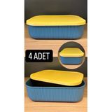 4 Adet Storage 3,2 Lt Yeşil Dolap Düzenleyici Kutu Çorap Kıyafet Kapaklı Ayakkabı Bot Saklama Kabı - Ahşap Rengi