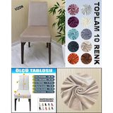 4 Adet Süet Detaylı Angora Kumaş Sandalye Kılıfı Yıkanabilir Likralı Esnek Lastikli, Sandalye Örtü - 50 x 120 cm - Vizon