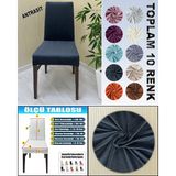 4 Adet Süet Detaylı Angora Kumaş Sandalye Kılıfı Yıkanabilir Likralı Esnek Lastikli, Sandalye Örtü - 55 x 55 cm - Antrasit