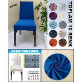 4 Adet Süet Detaylı Angora Kumaş Sandalye Kılıfı Yıkanabilir Likralı Esnek Lastikli, Sandalye Örtü - 55 x 55 cm - Petrol