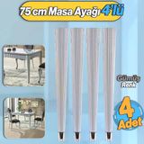 4 Adet Suit Masa Dresuar Ayağı 75 Cm Plastik Gümüş Gri Ayak Mutfak Yemek Masası Mobilya Ayakları