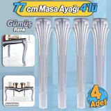 4 Adet Sütun Masa Dresuar Ayağı 77 Cm Plastik Ayak Gümüş Gri Mutfak Yemek Masası Mobilya Ayakları