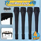 4 Adet Sütun Masa Dresuar Ayağı 77 Cm Plastik Ayak Siyah Mutfak Yemek Masası Mobilya Ayakları Siyah