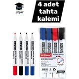 4 Adet Tahta Kalemi 2 Mavi 1 Siyah 1 Kırmızı - Çok Renkli