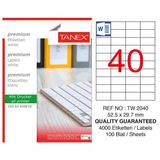 4 Adet Tanex Tw-2040 Beyaz Adres Ve Posta Etiketi 52.5 Mm X 29.7 Mm