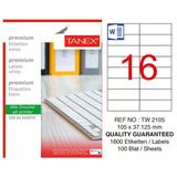 4 Adet Tanex Tw-2105 Beyaz Adres Ve Posta Etiketi 105 Mm X 37.125 Mm