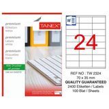 4 Adet Tanex Tw-2324 Beyaz Adres Ve Posta Etiketi 70 Mm X 35 Mm