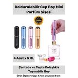 4 Adet Tasarım Parfüm Şişesinden Doldurulabilir Çanta Içi Taşınabilir 4Lü Mini Cep Parfüm Şişesi