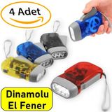 4 Adet Tüm Aileye Deprem İçin Pilsiz Dinamolu 3 Ledli El Feneri Deprem Feneri Pilsiz Fener