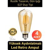 4 Adet Vintage Spiral Filament Rustik Retro Akkor LED Ampul Yüksek Işıklandırma Lamba Gün Işığı E27