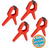 4 Adet Yaylı Kıskaç Mandal El Tip İşkence Mengene Kırmızı Klips Hobi 25 Mm 1 İnç