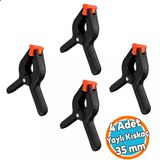 4 Adet Yaylı Kıskaç Mandal El Tip İşkence Mengene Siyah Klips Hobi 35 Mm