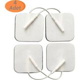 4 Adet Yeni Kablolu Soketli Tens Pedi Tens Elektrodu (5X5CM Kare) Tens Peti Geçmeli Tens Pedi